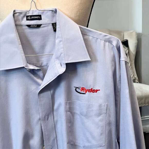 Ryder Jockey Transportation Company LOGO Button Down Light Blue Work Shirt XL - Picture 1 of 5